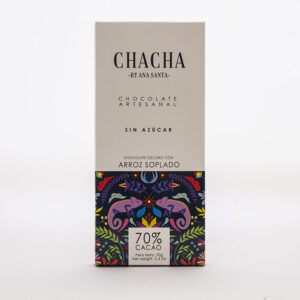 Comprar Chocolate 70% cacao con arroz soplado aplicación - Chacha, Chocolate con almendras 70%  Cacao- Chacha  12