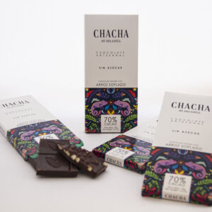 Comprar Chocolate 70% cacao con arroz soplado aplicación - Chacha, Chocolate con almendras 70%  Cacao- Chacha  13