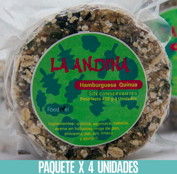 Comprar Hamburguesa de quinoa - Hamburguesas veganas congeladas Bogotá, Hamburguesa de quinoa «La Andina» congelada X 4 unidades  4